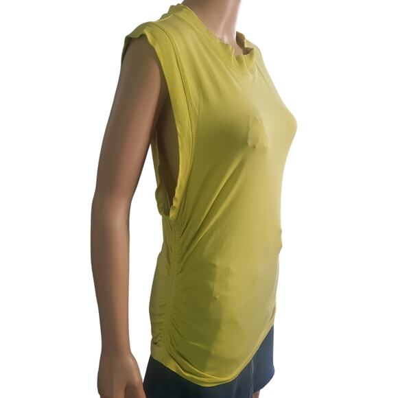 Daily Practice by Anthropologie Size L Ruched Mock-Neck Chartreuse Tank Stretch - Picture 3 of 9